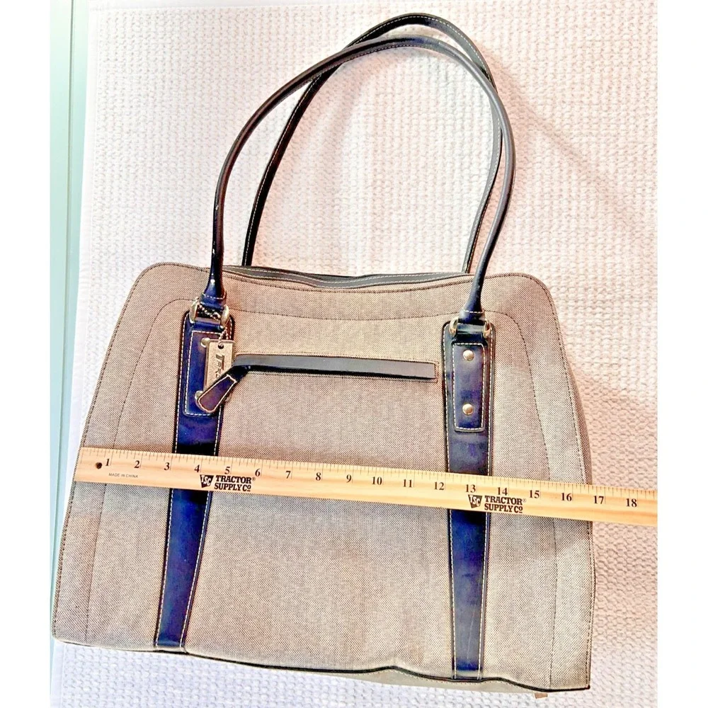 Targus Laptop Tote Bag Canvas Faux Leather Trim Work Business Computer Shoulder